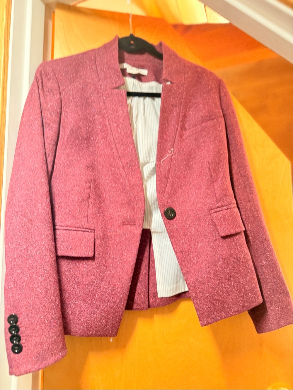 Veronica Beard Rose Pink Tweed One-Button Blazer